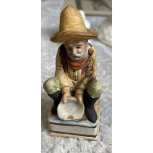 Vintage Porcelain Miner Mining For Gold